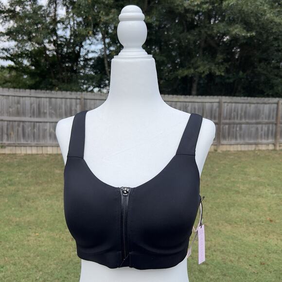 Victoria's Secret Sports Bra Sz. 36B Knockout Front Close Underwire Black New - Picture 1 of 8